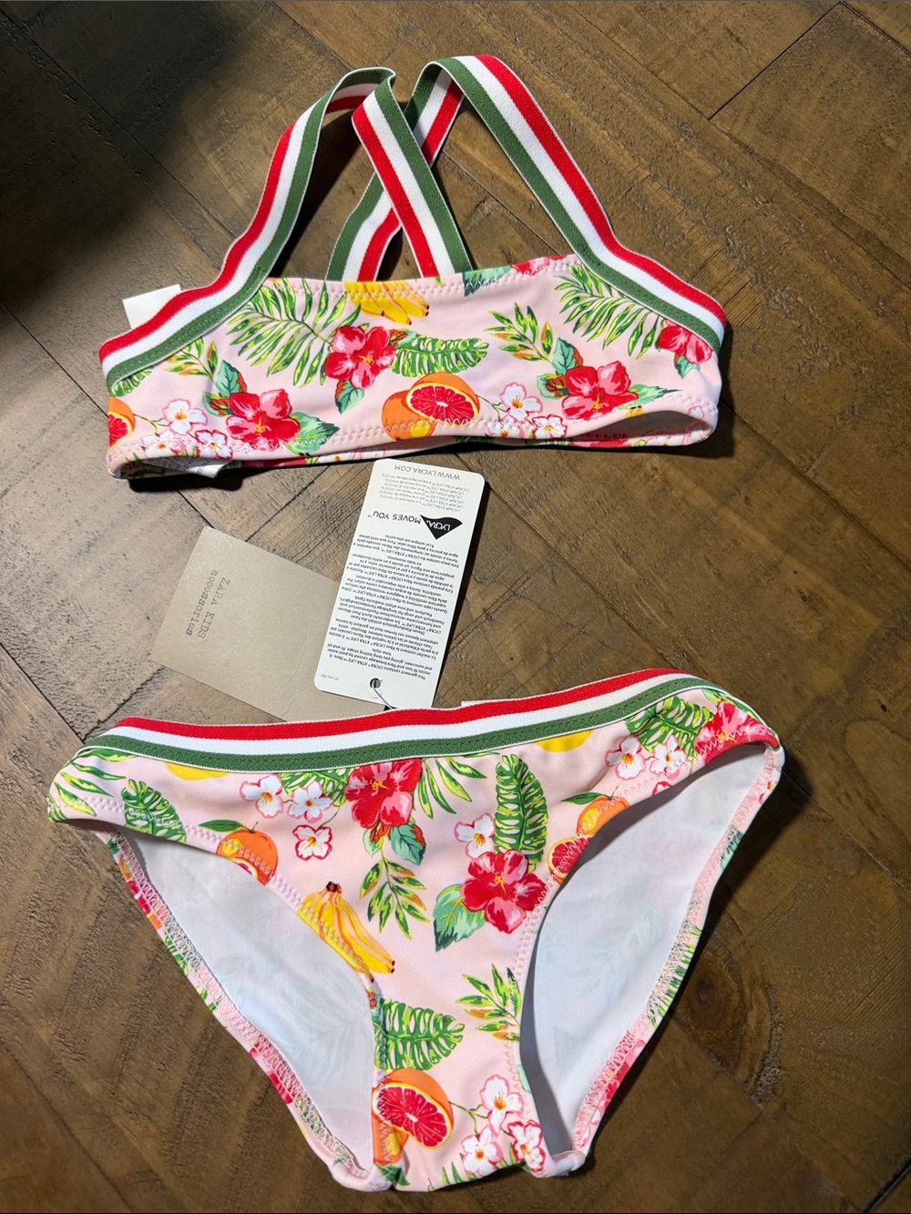 Zara Pink Tropical Fruit Floral Girls' Bikini